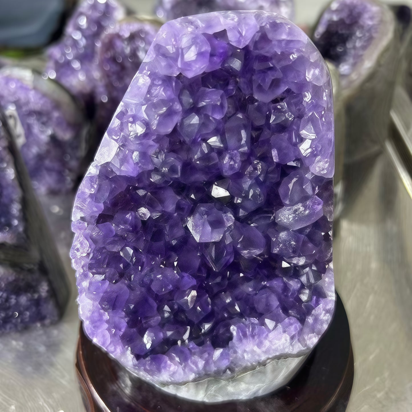 Amethyst Geode Crystal Cluster with Stand