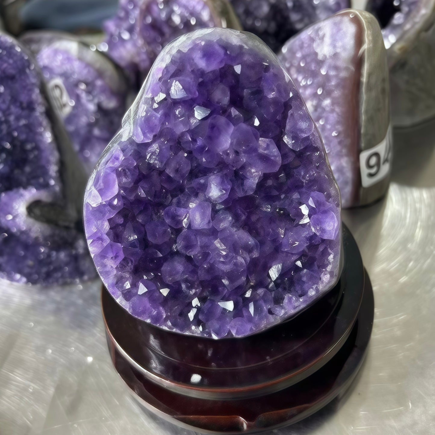 Amethyst Geode Crystal Cluster with Stand
