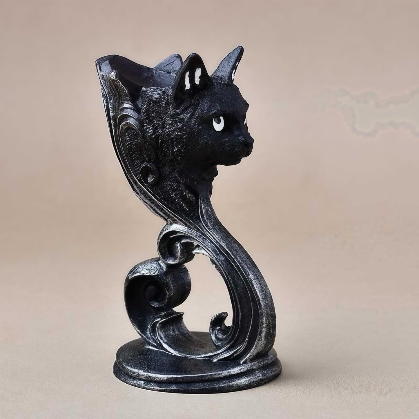 Black Cat Decor Figurine × Crystal Ball Display Stand