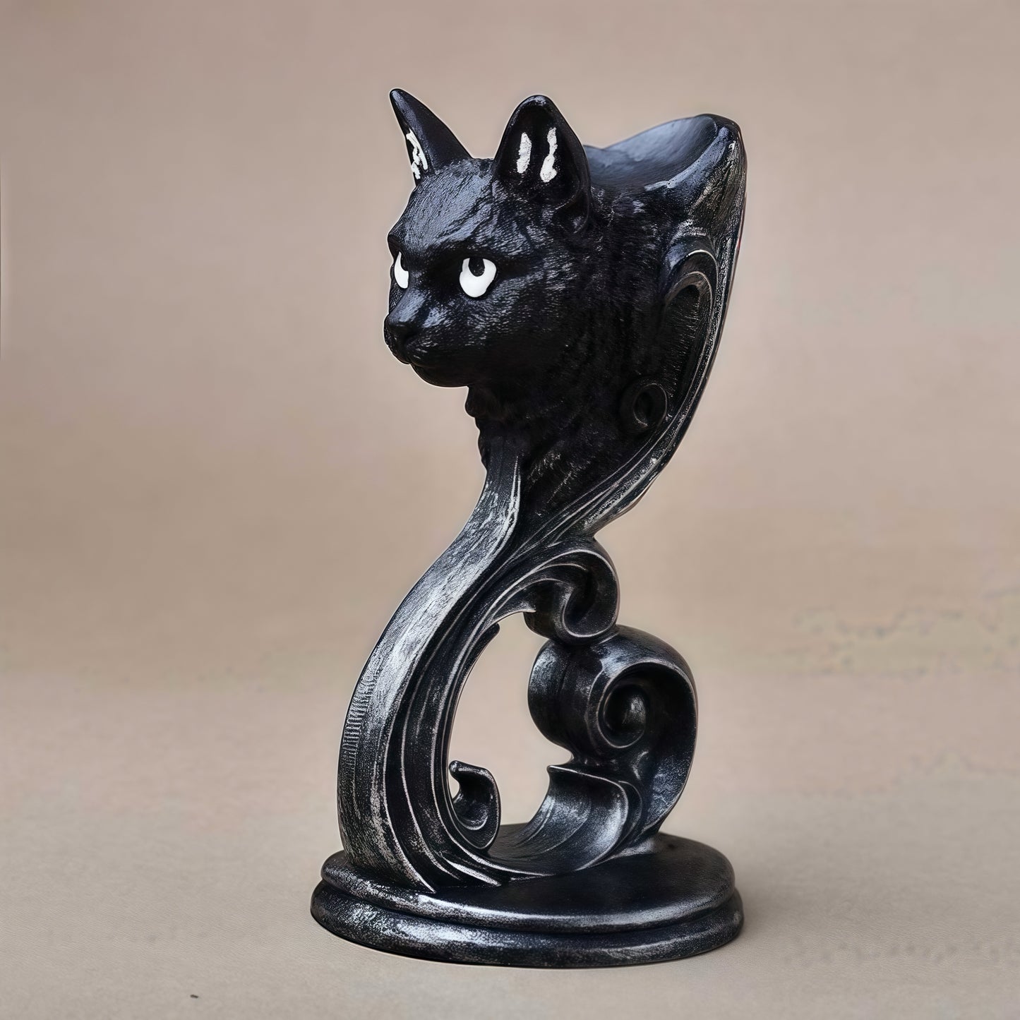 Black Cat Decor Figurine × Crystal Ball Display Stand