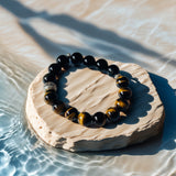 Black Obsidian × Tiger’s Eye × Six-Syllable Mantra Bracelet