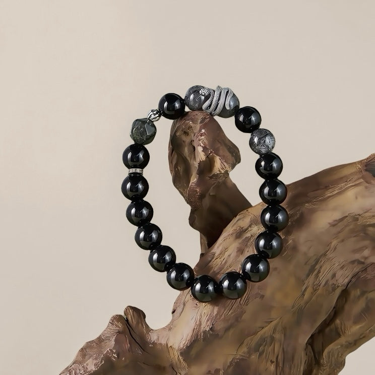 Black Obsidian × Black Tourmaline Quartz Bracelet