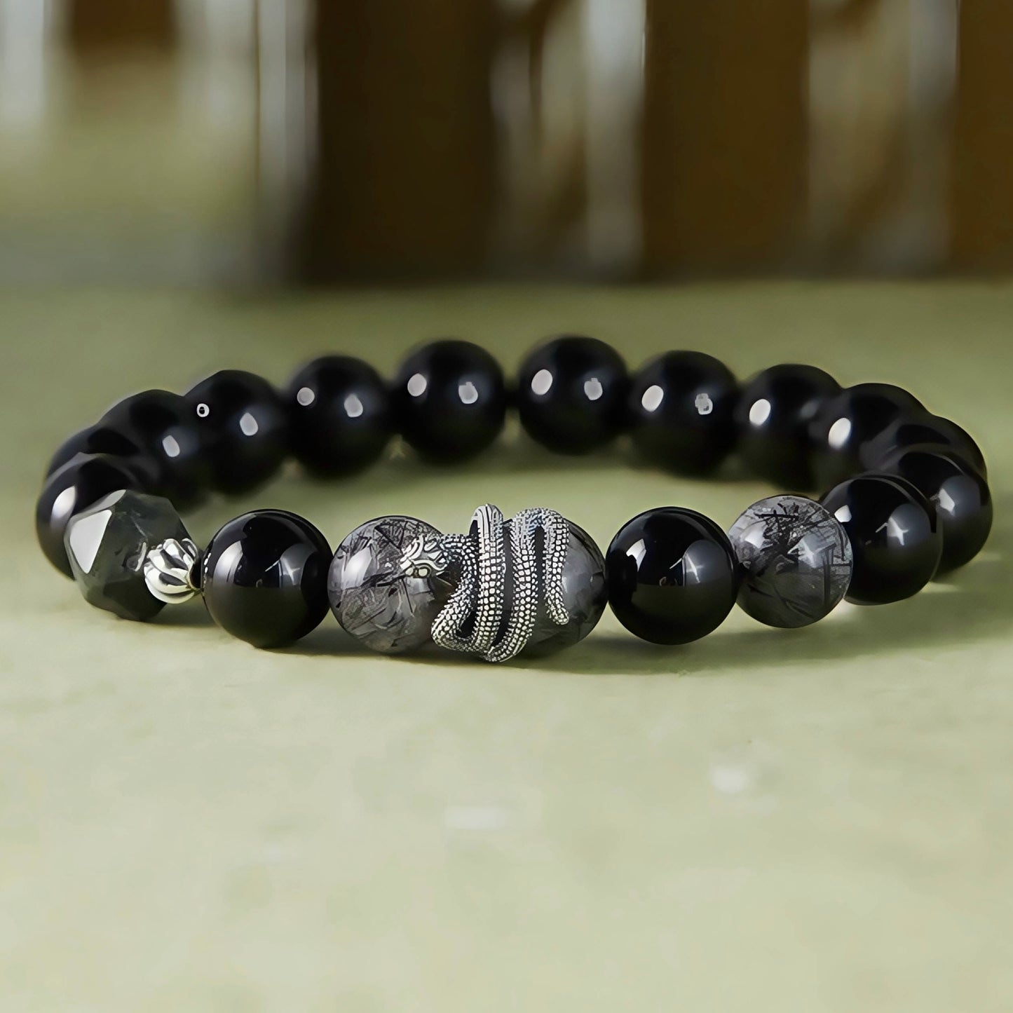 Black Obsidian × Black Tourmaline Quartz Bracelet