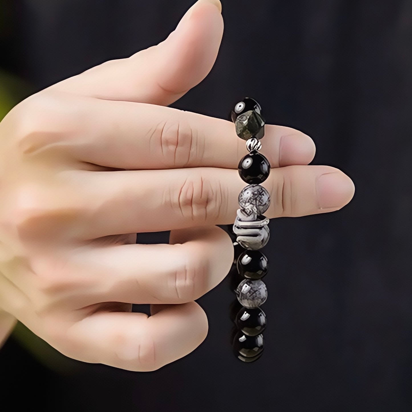Black Obsidian × Black Tourmaline Quartz Bracelet