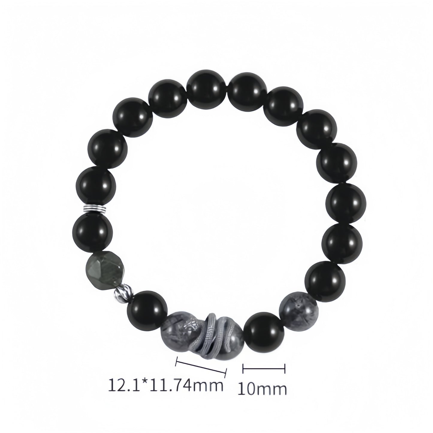 Black Obsidian × Black Tourmaline Quartz Bracelet