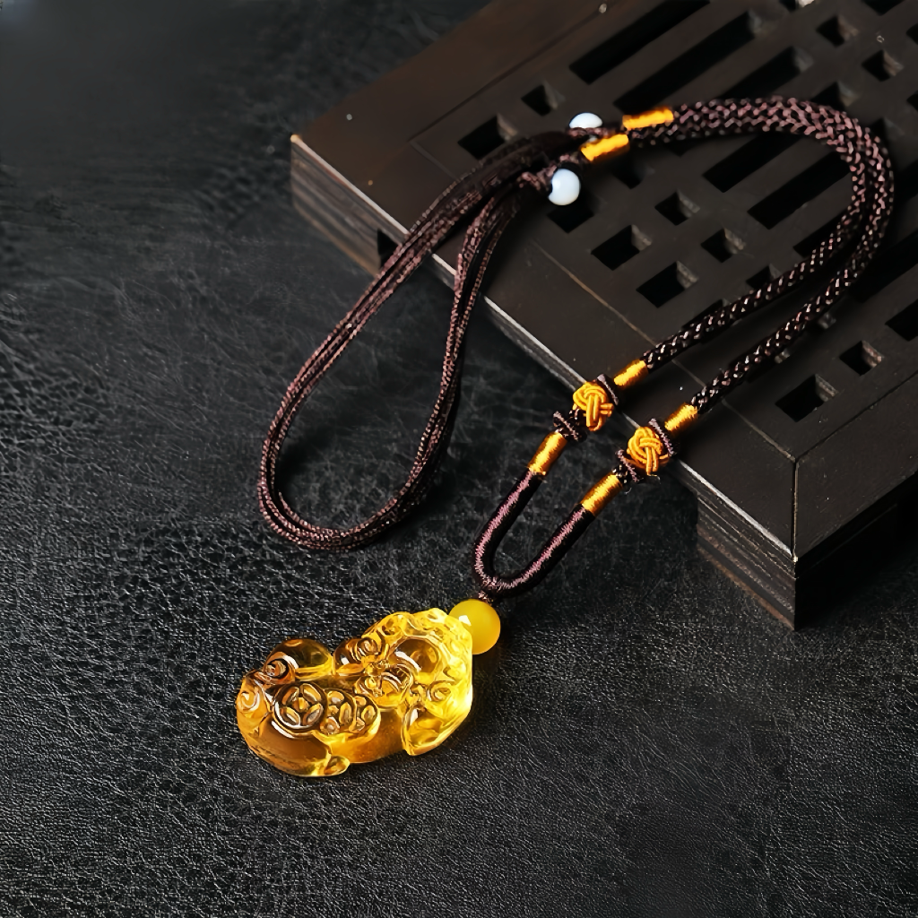 Brazilian Natural Citrine PiXiu Pendant Necklace