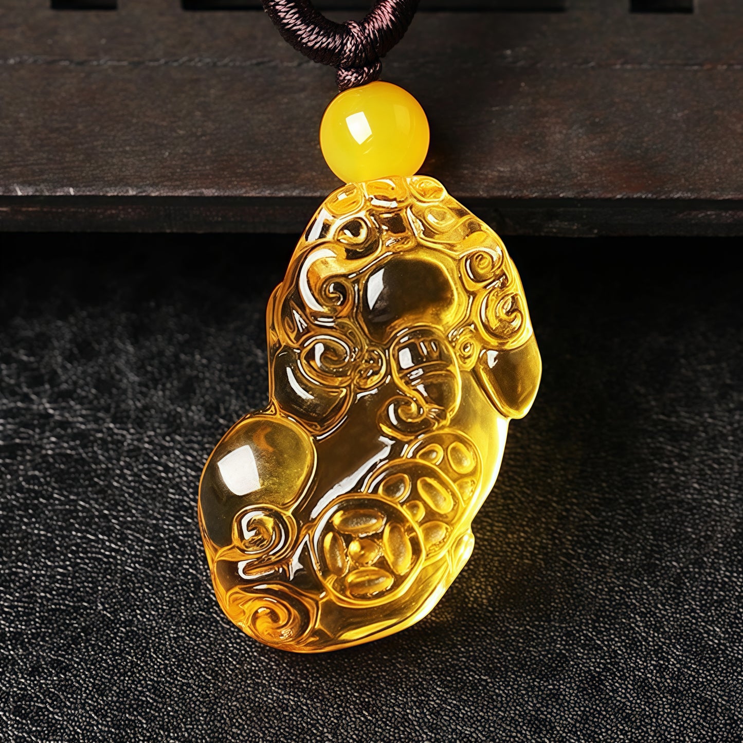 Brazilian Natural Citrine PiXiu Pendant Necklace