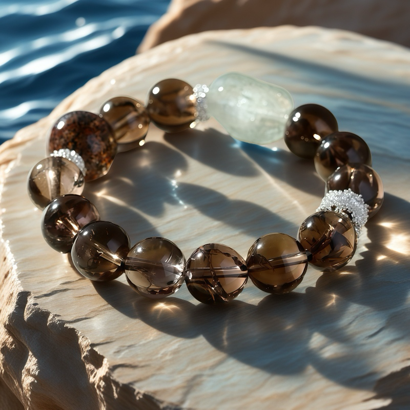 Brown Azeztulite × Black Super Seven Energy Bracelet