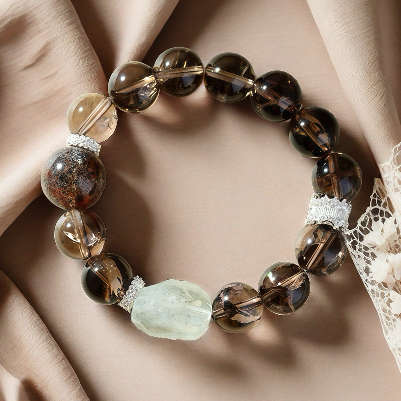Brown Azeztulite × Black Super Seven Energy Bracelet