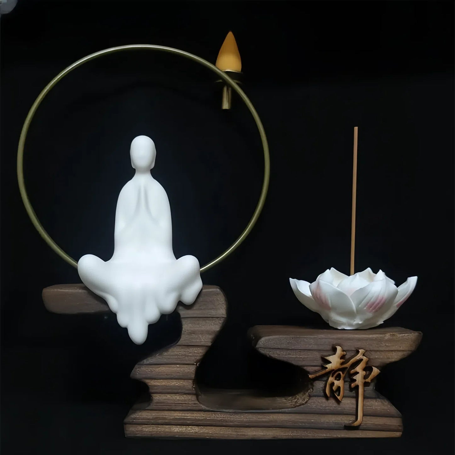 Buddha Stones Porcelain Lotus Healing Incense Burner