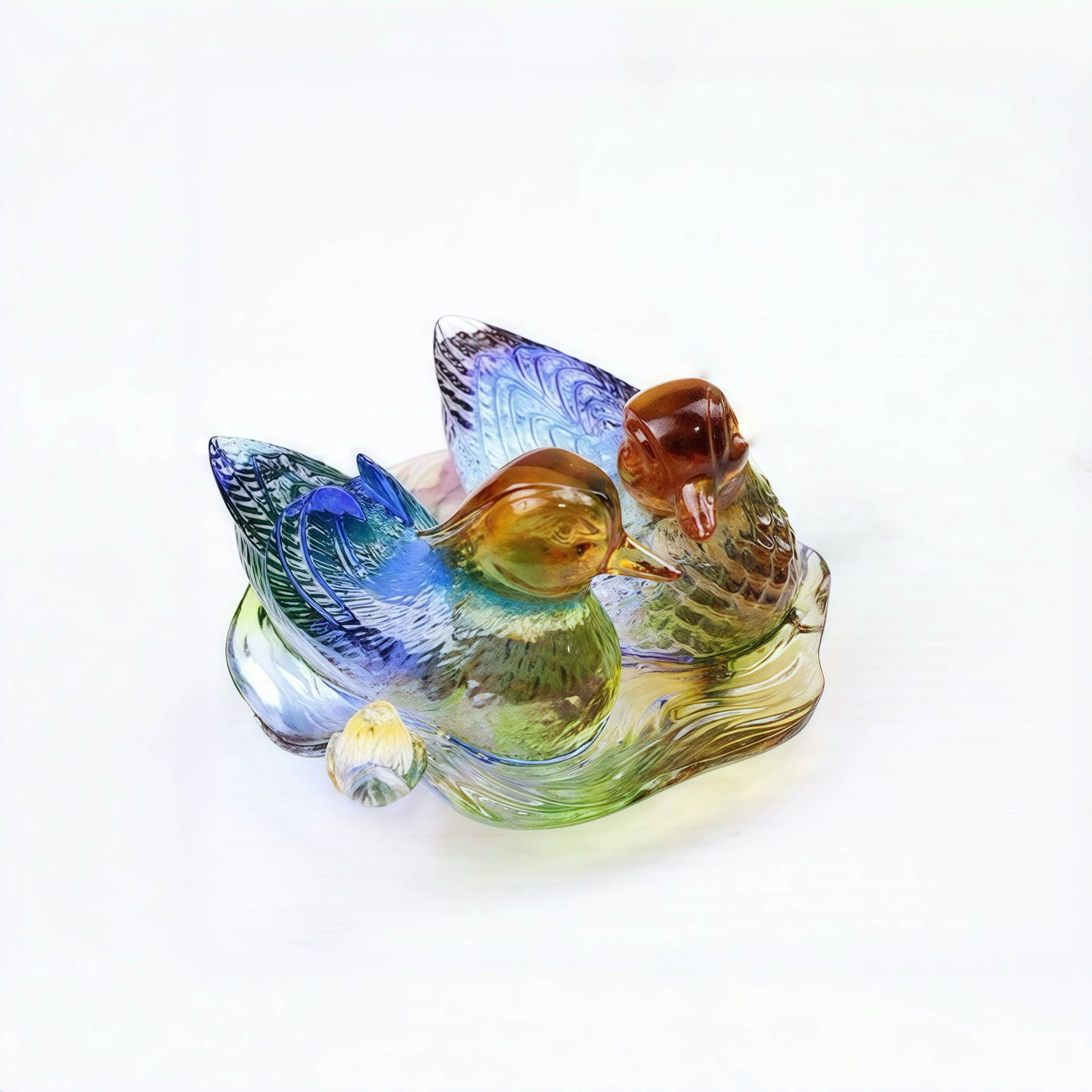 Coloured Glaze Mandarin Duck Ornament
