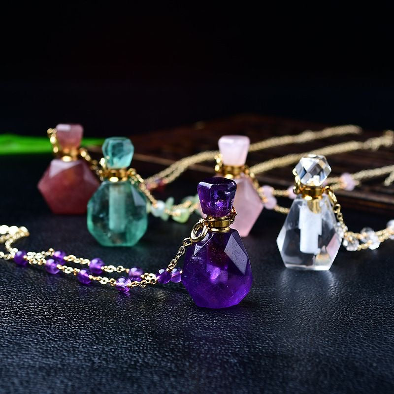 Crystal perfume bottle necklace
