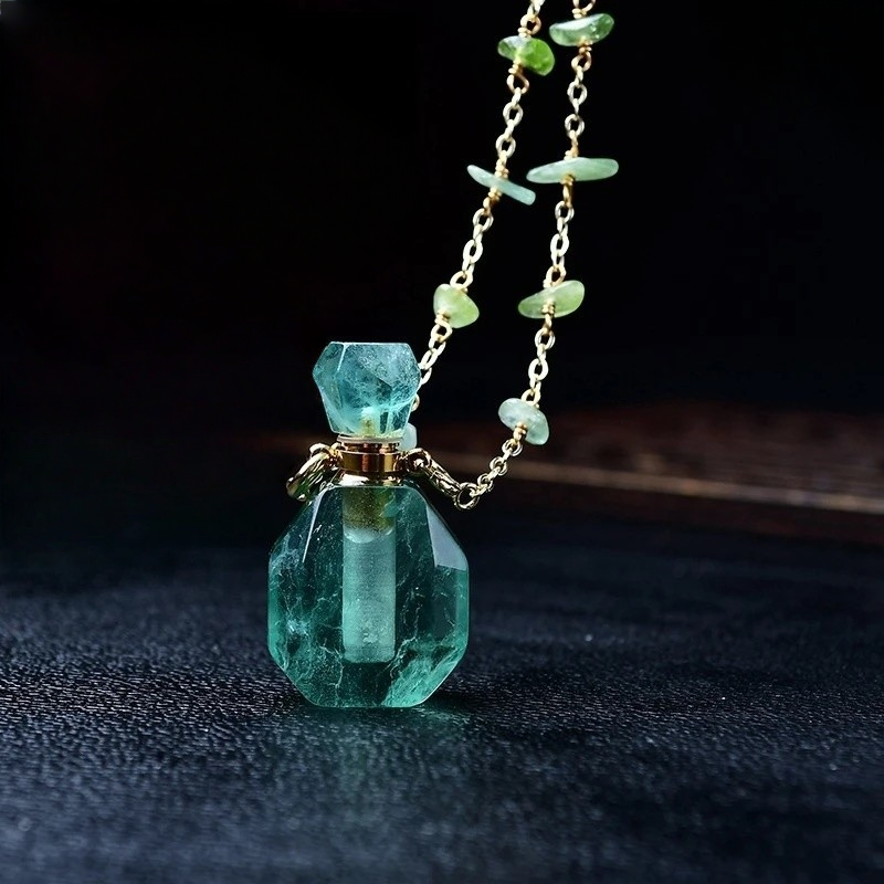 Crystal perfume bottle necklace