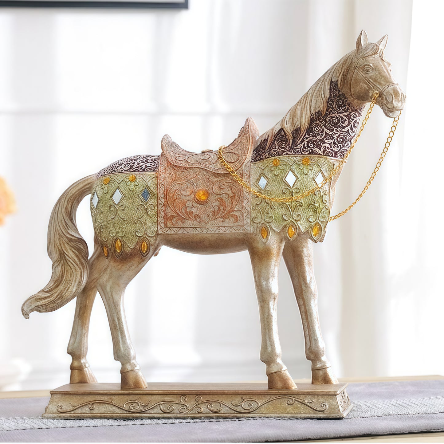 Diamond Horse Statue for Wealth Feng Shui Decor
