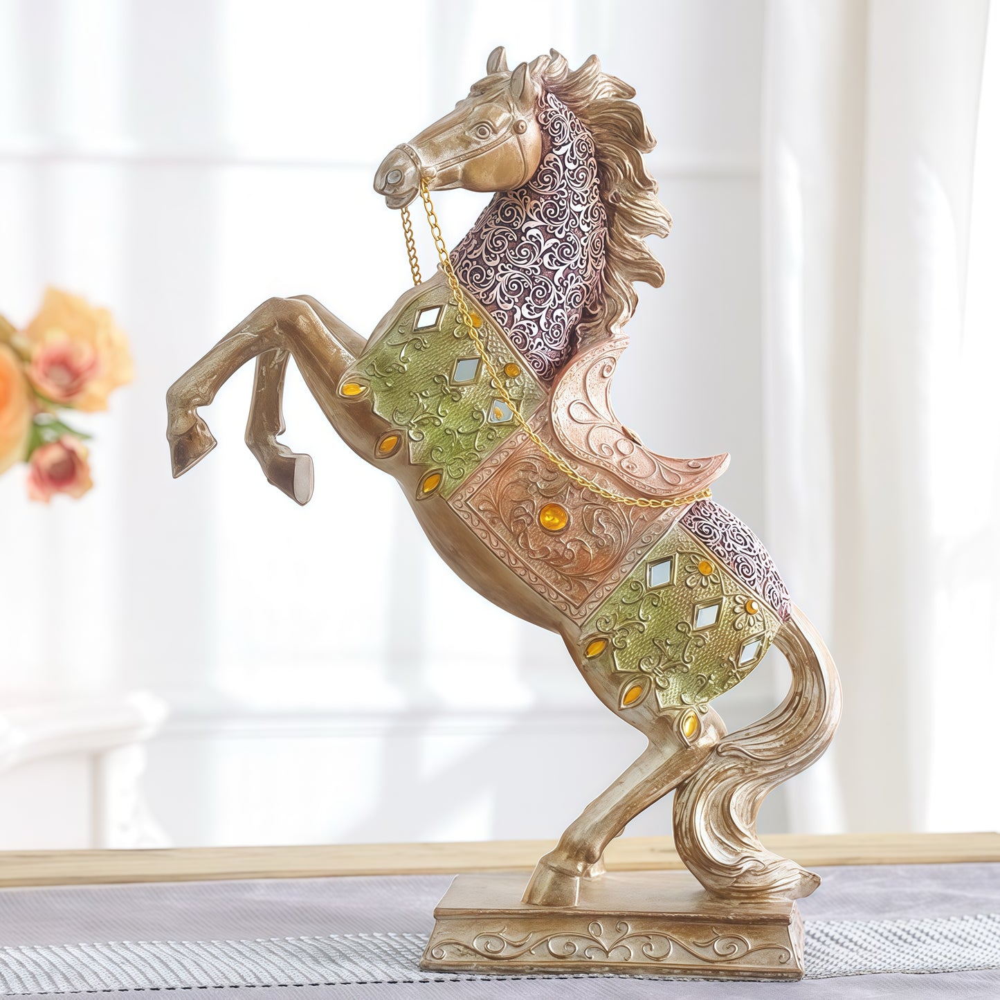 Diamond Horse Statue for Wealth Feng Shui Decor