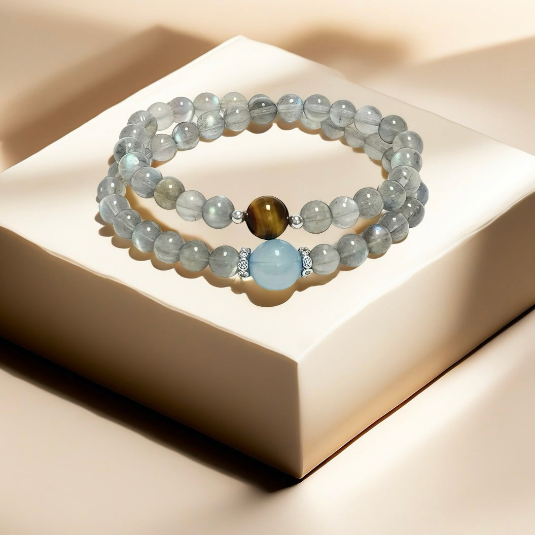 Gray Moonstone × Tiger’s Eye Energy Bracelet