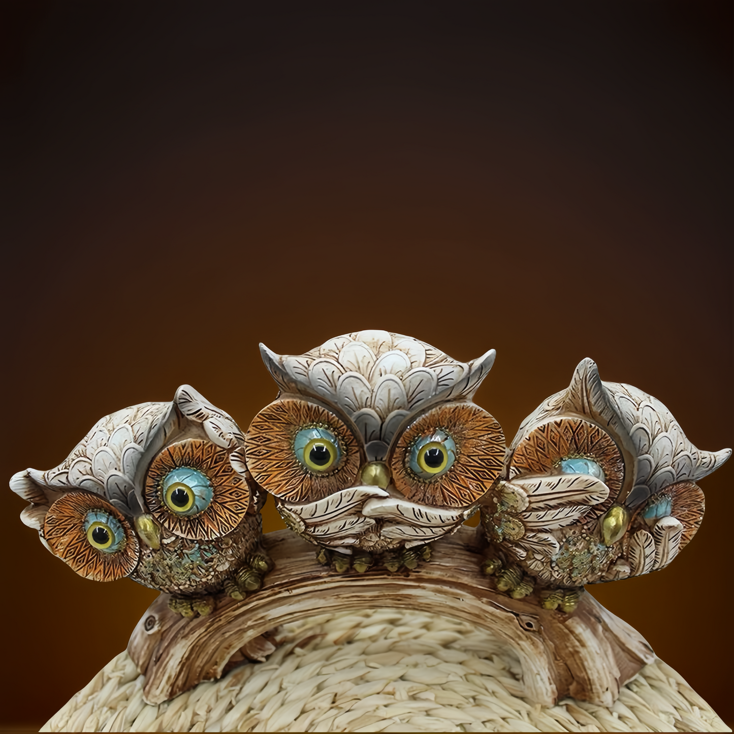 Hear No Evil, See No Evil and Say No Evil Owl Resin Sculptures Decor