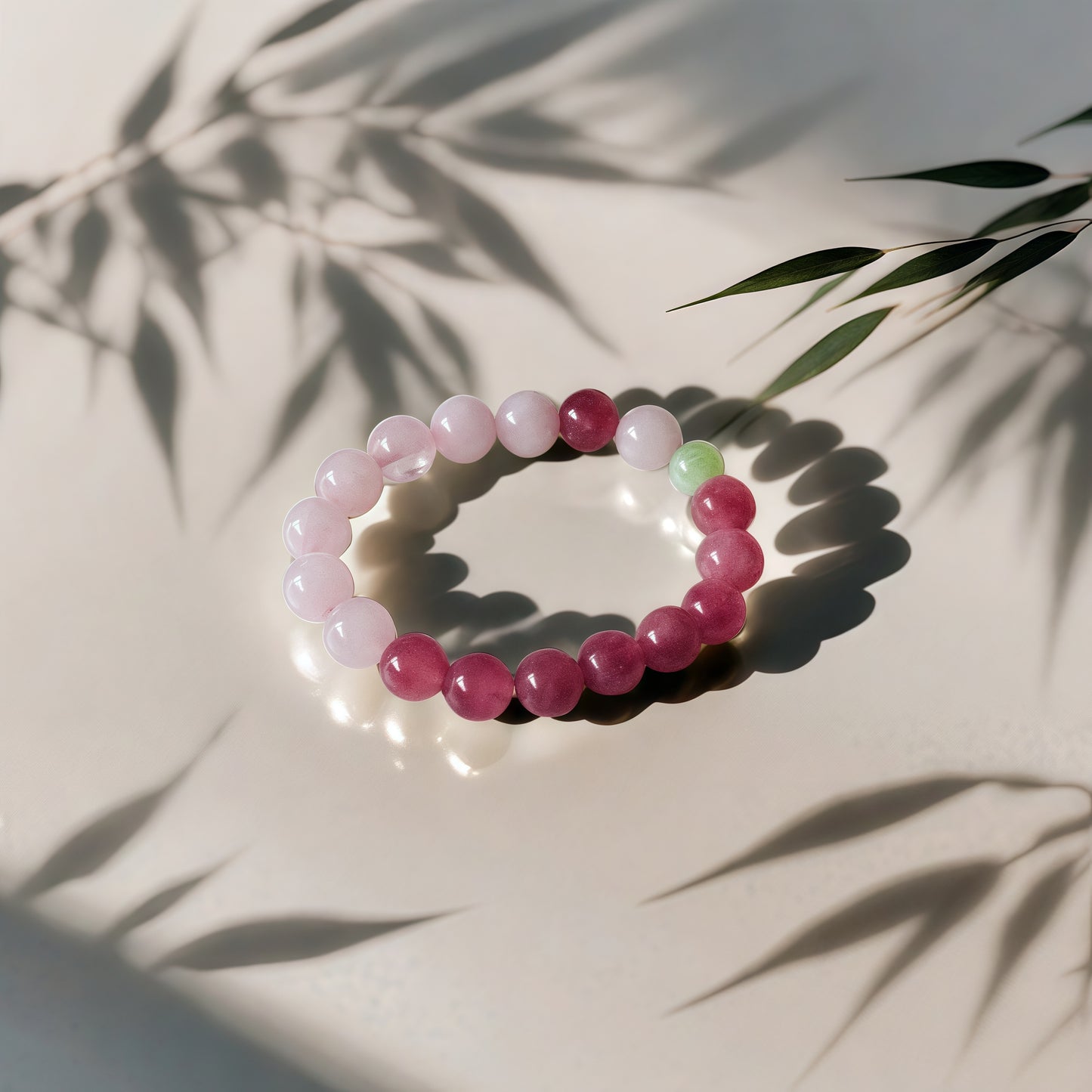 Madagascar Purple Rose Quartz × Prehnite Bracelet