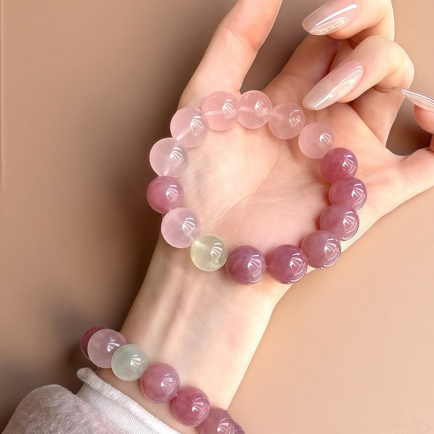 Madagascar Purple Rose Quartz × Prehnite Bracelet