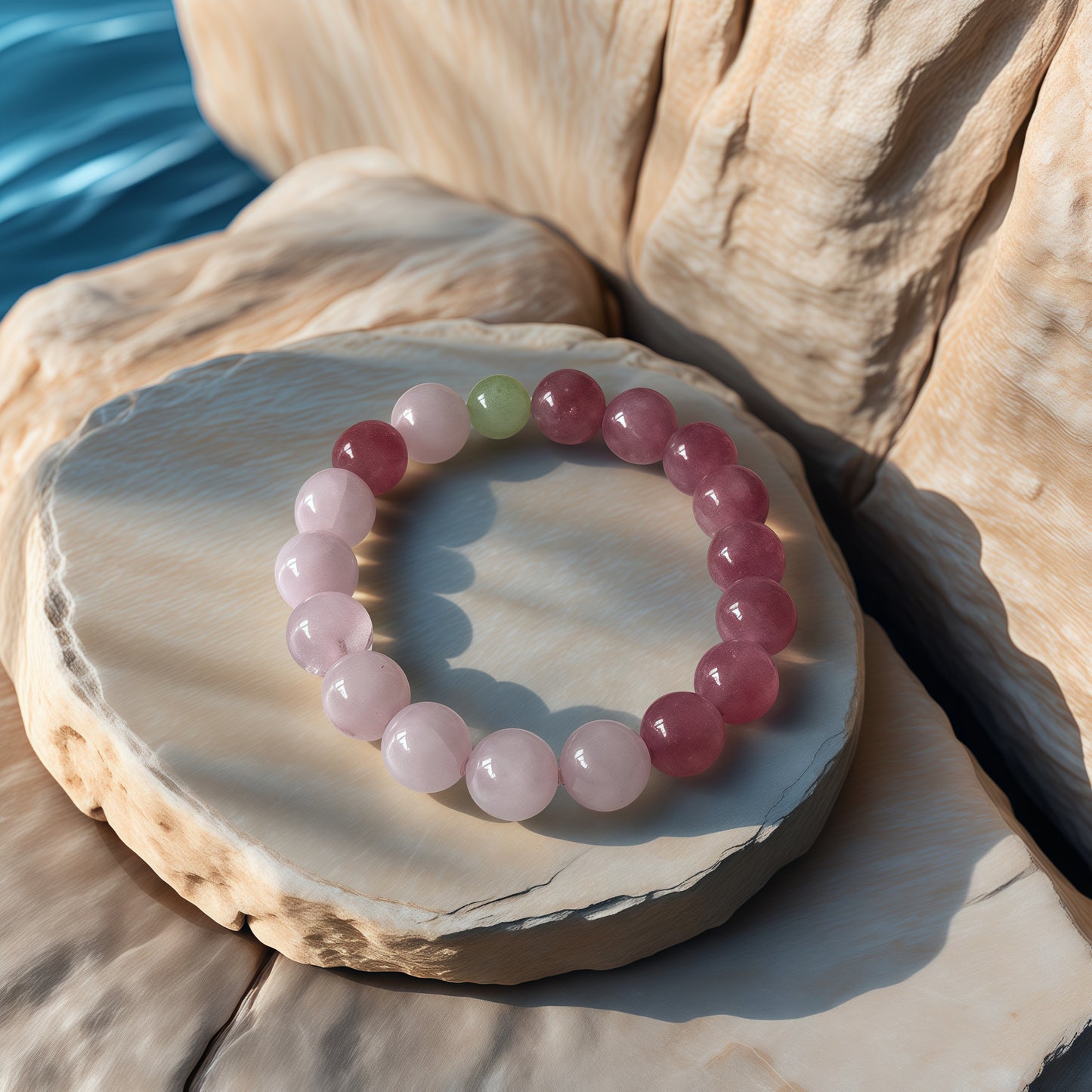 Madagascar Purple Rose Quartz × Prehnite Bracelet