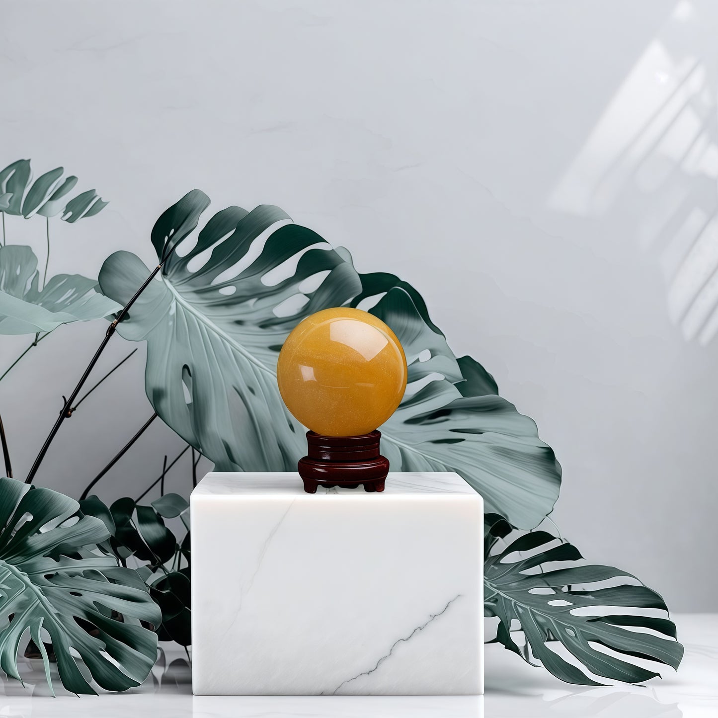 Natural Citrine Crystal Healing Ball Sphere with Stand