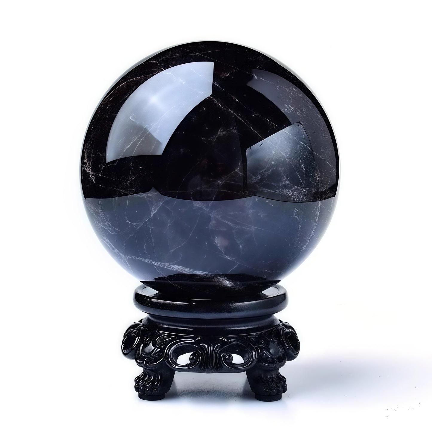 Natural Obsidian Crystal Healing Ball Sphere with Stand
