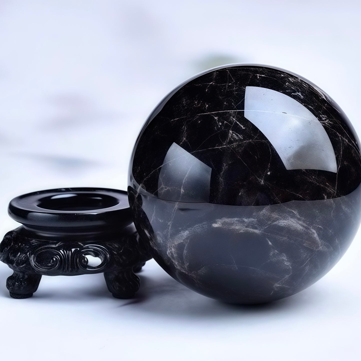 Natural Obsidian Crystal Healing Ball Sphere with Stand