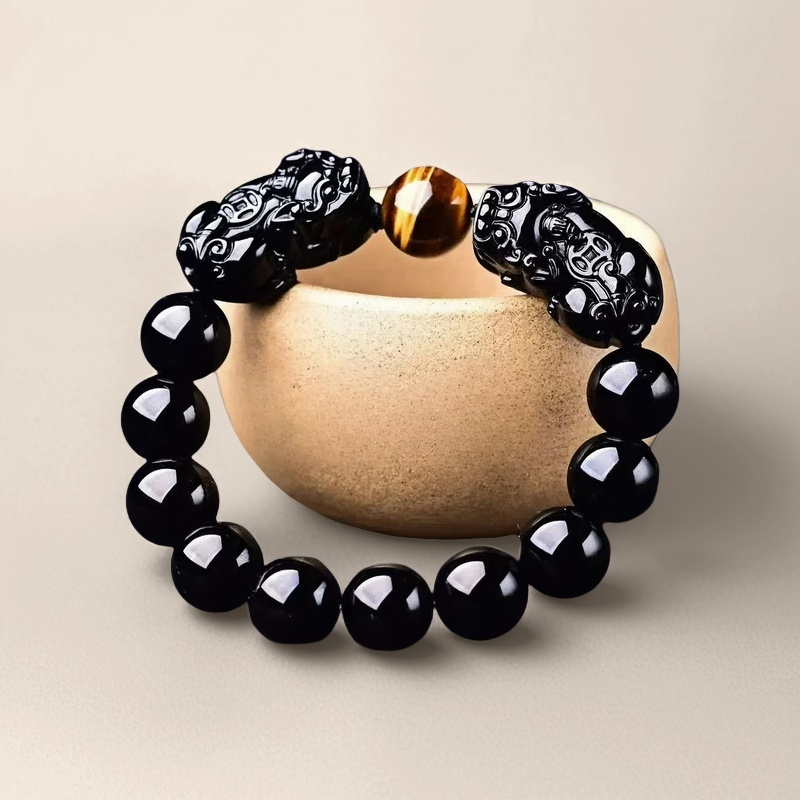 Obsidian × Tiger’s Eye × Dual Pi Xiu Energy Bracelet