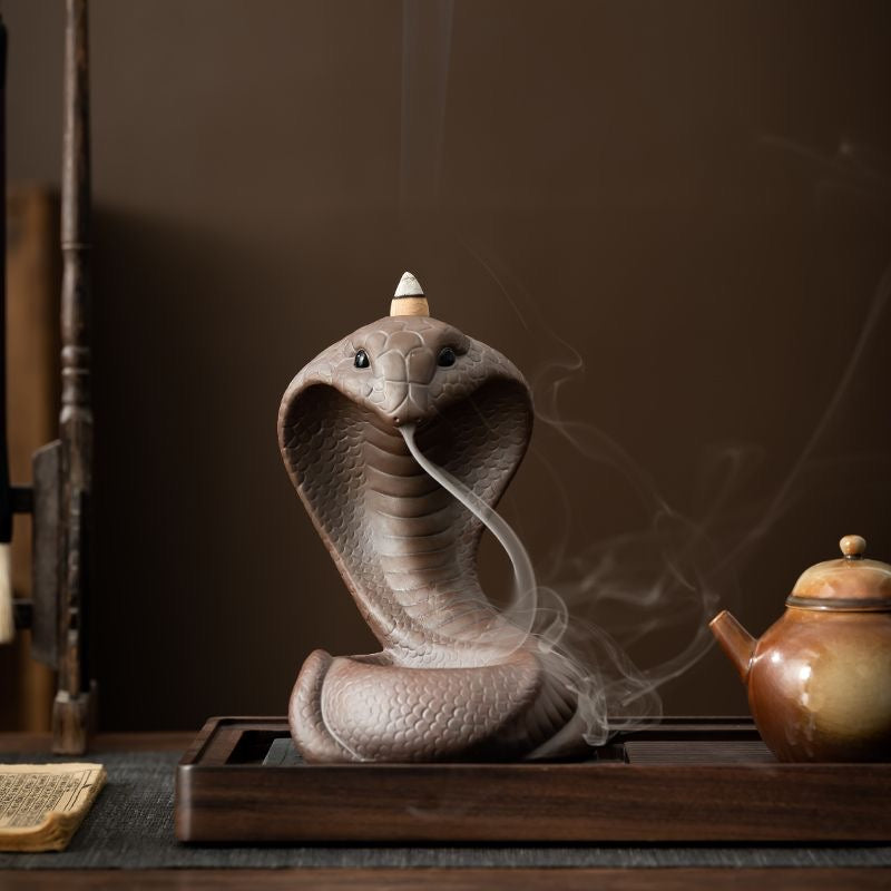 Porcelain Cobra Snake Backflow Incense Burner