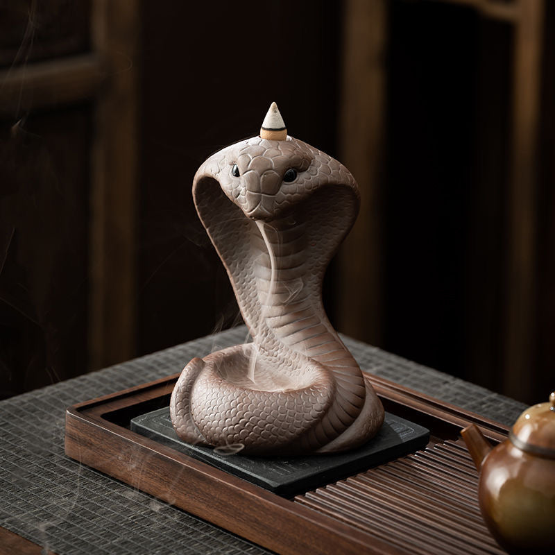 Porcelain Cobra Snake Backflow Incense Burner