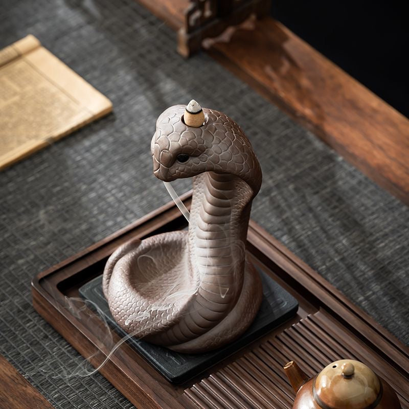Porcelain Cobra Snake Backflow Incense Burner