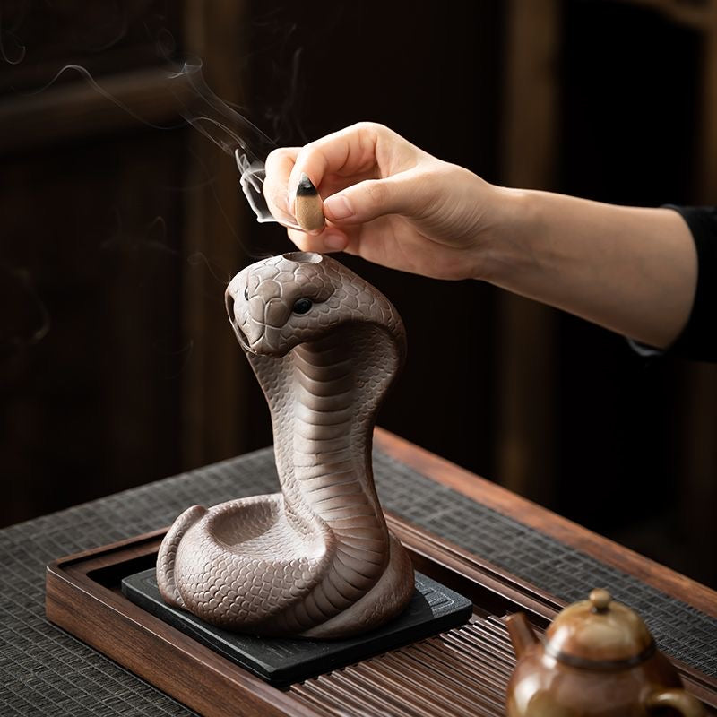 Porcelain Cobra Snake Backflow Incense Burner