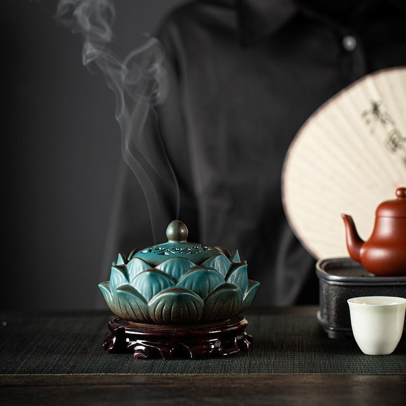 Porcelain Lotus Backflow Incense Burner