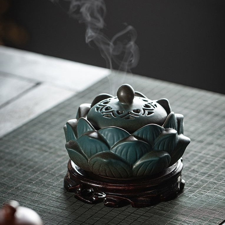 Porcelain Lotus Backflow Incense Burner