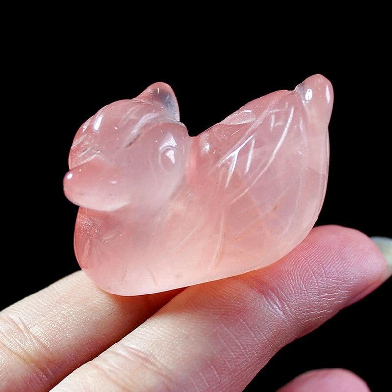 Rose Quartz Mandarin Duck Figurine