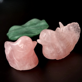 Rose Quartz Mandarin Duck Figurine