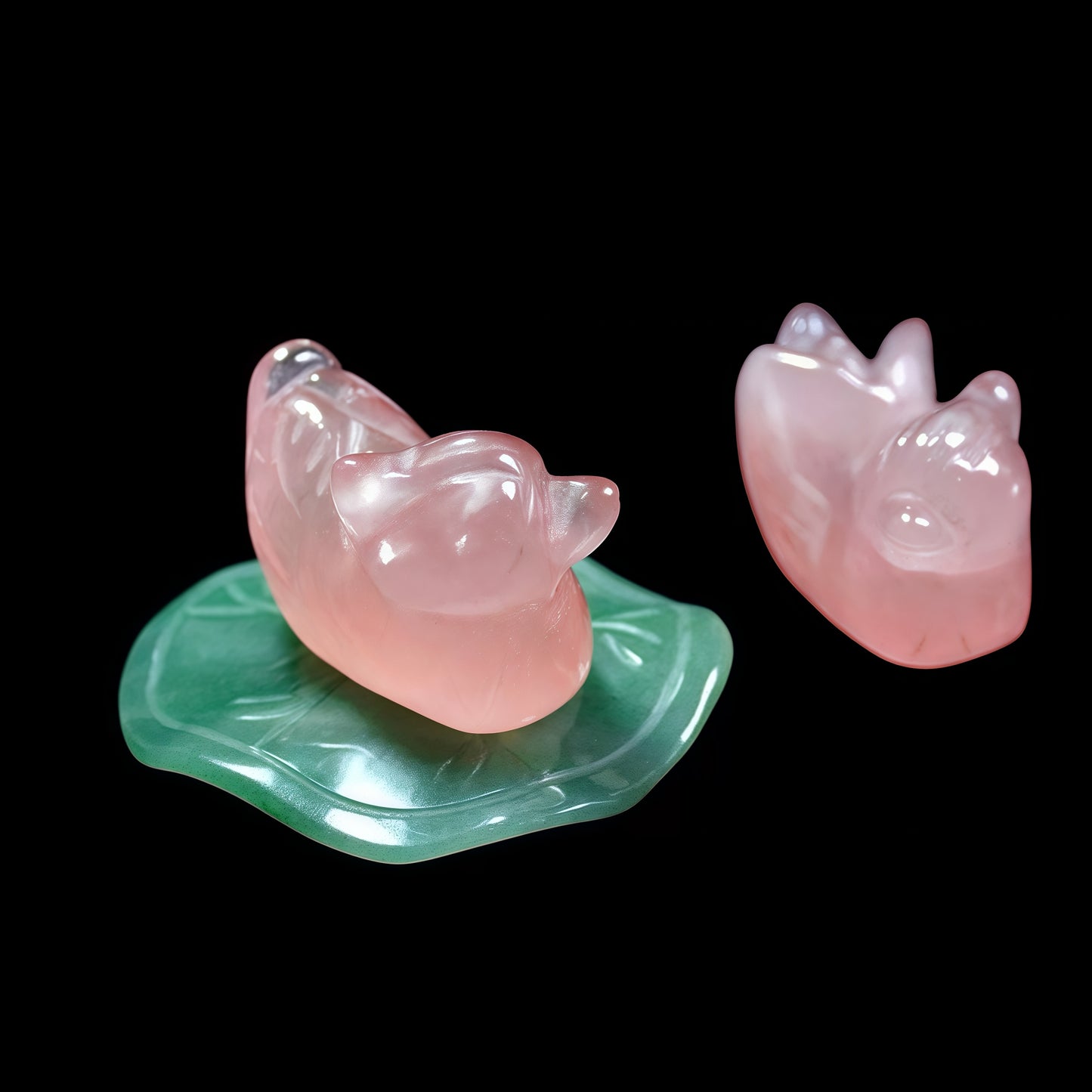 Rose Quartz Mandarin Duck Figurine