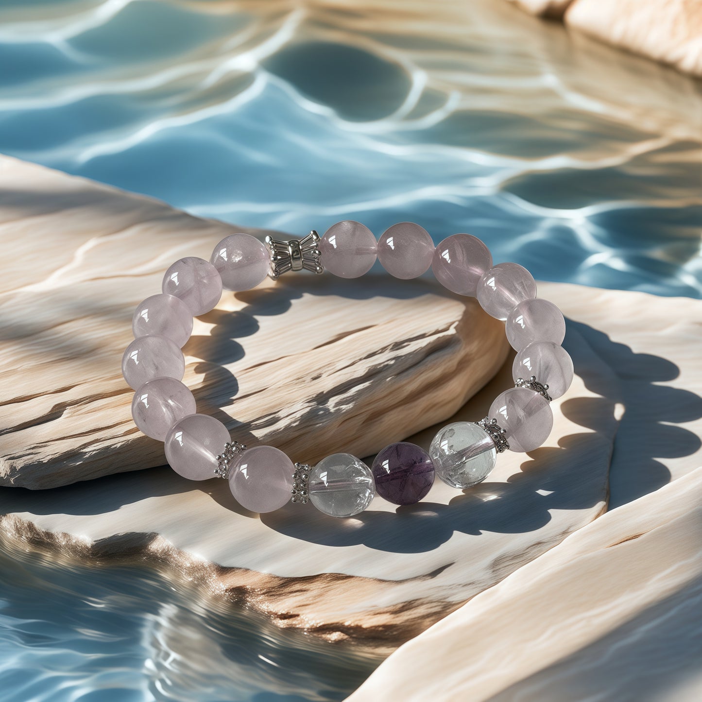 Rose Quartz × Clear Quartz × Amethyst Bracelet