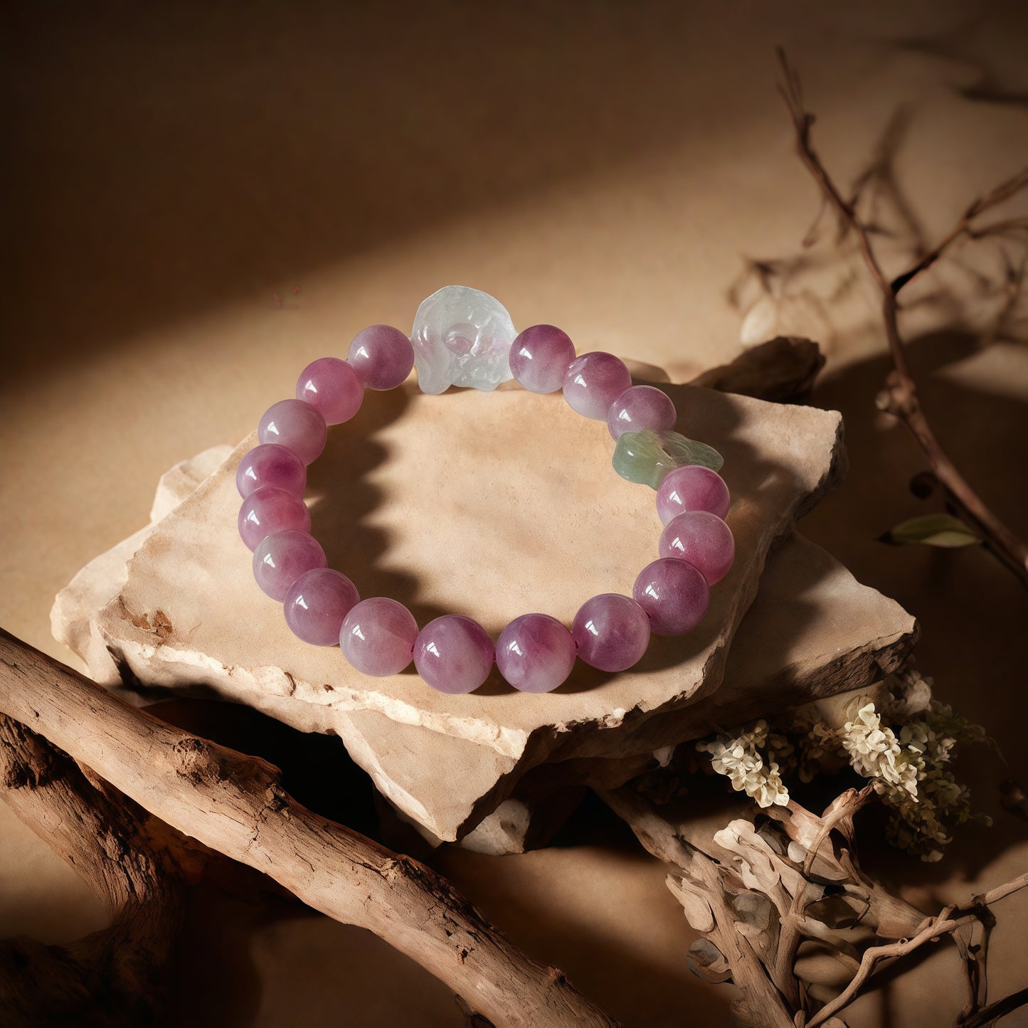 Rose Quartz × Nephrite × Selenite Bracelet
