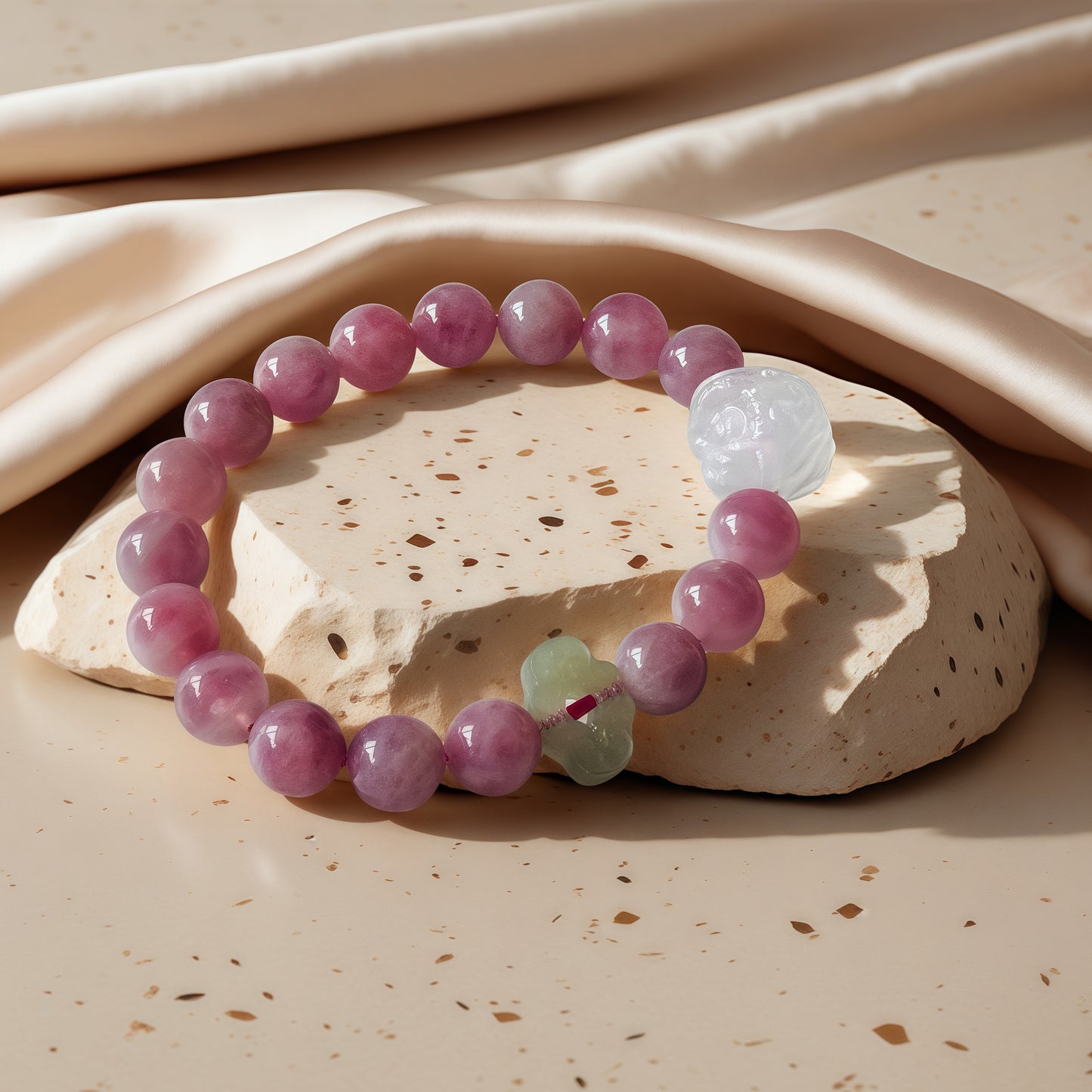 Rose Quartz × Nephrite × Selenite Bracelet