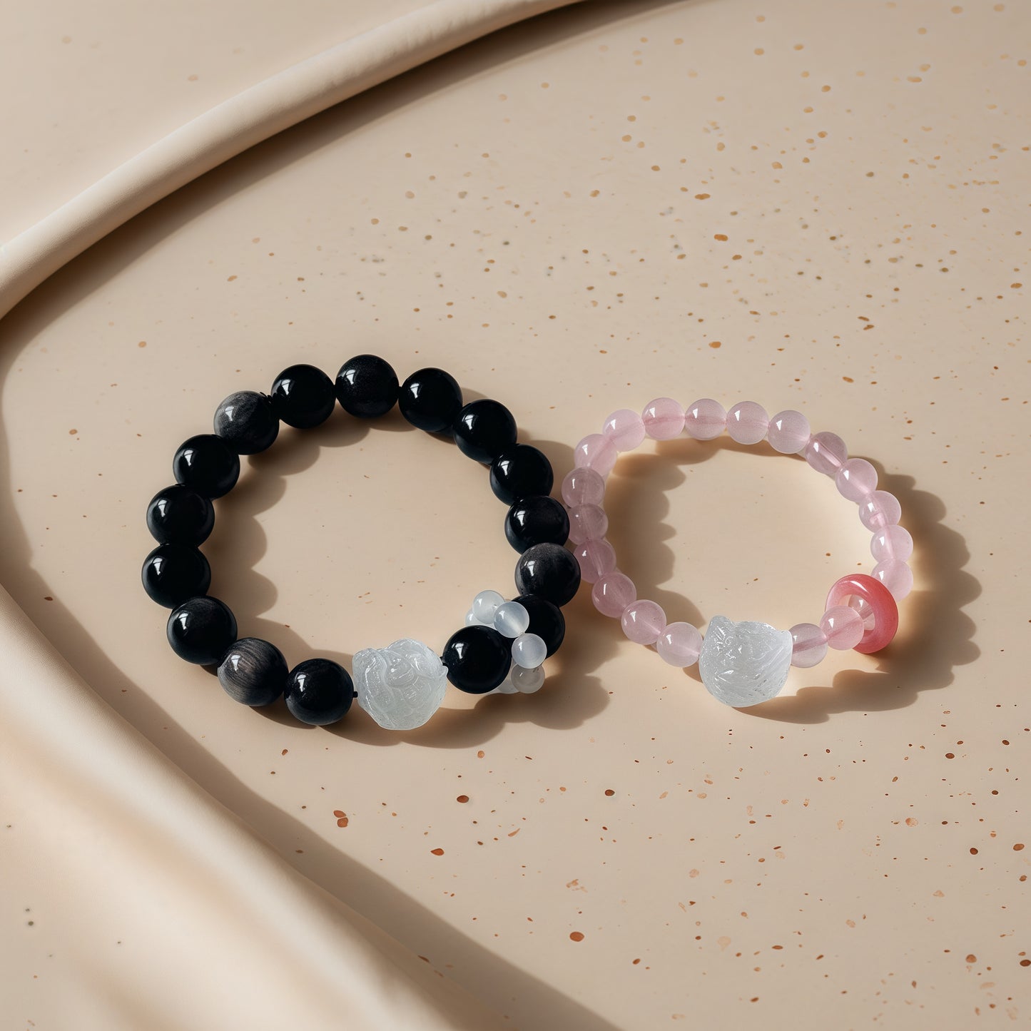 Rose Quartz × Red Agate Awakened Lion Bracelet