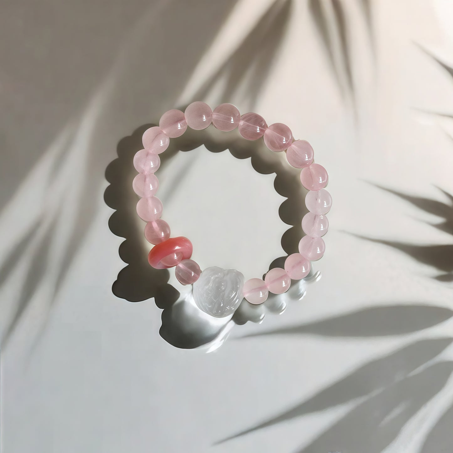 Rose Quartz × Red Agate Awakened Lion Bracelet
