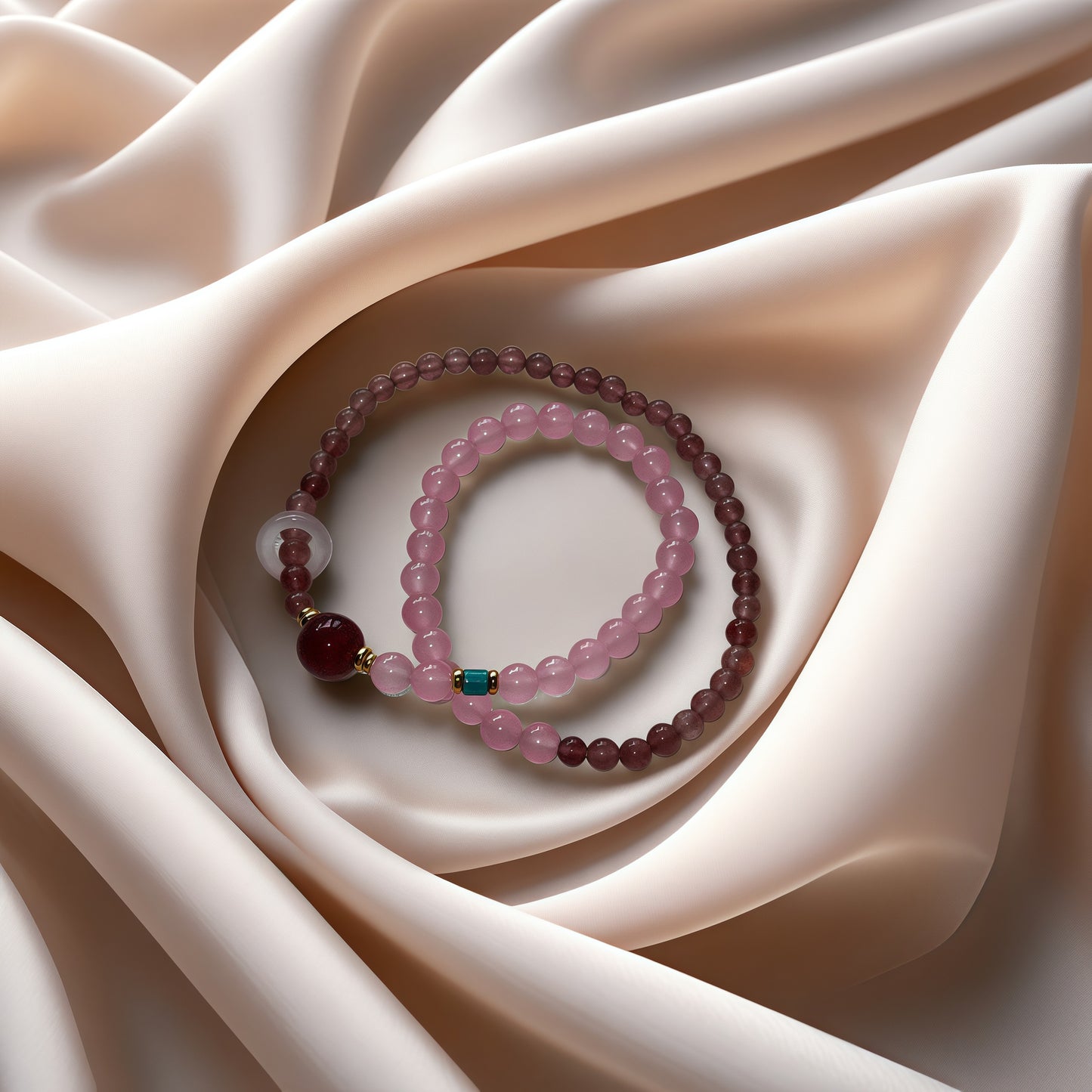 Rose × Strawberry Quartz Energy Bracelet