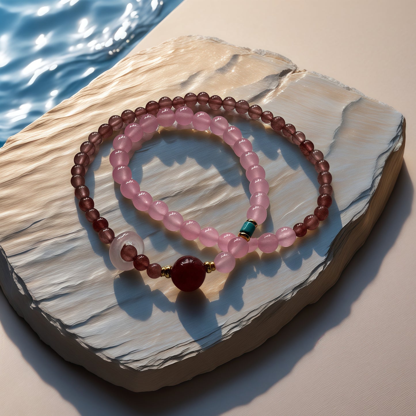Rose × Strawberry Quartz Energy Bracelet