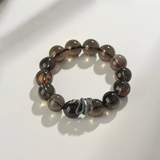 Smoky Quartz × Silver Snake Bracelet