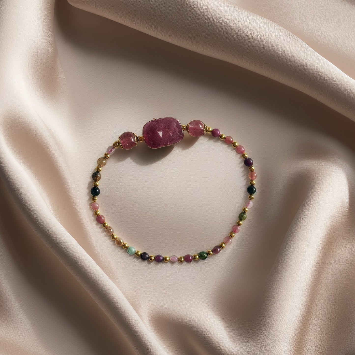Strawberry Quartz Pi Xiu × Tourmaline Bracelet