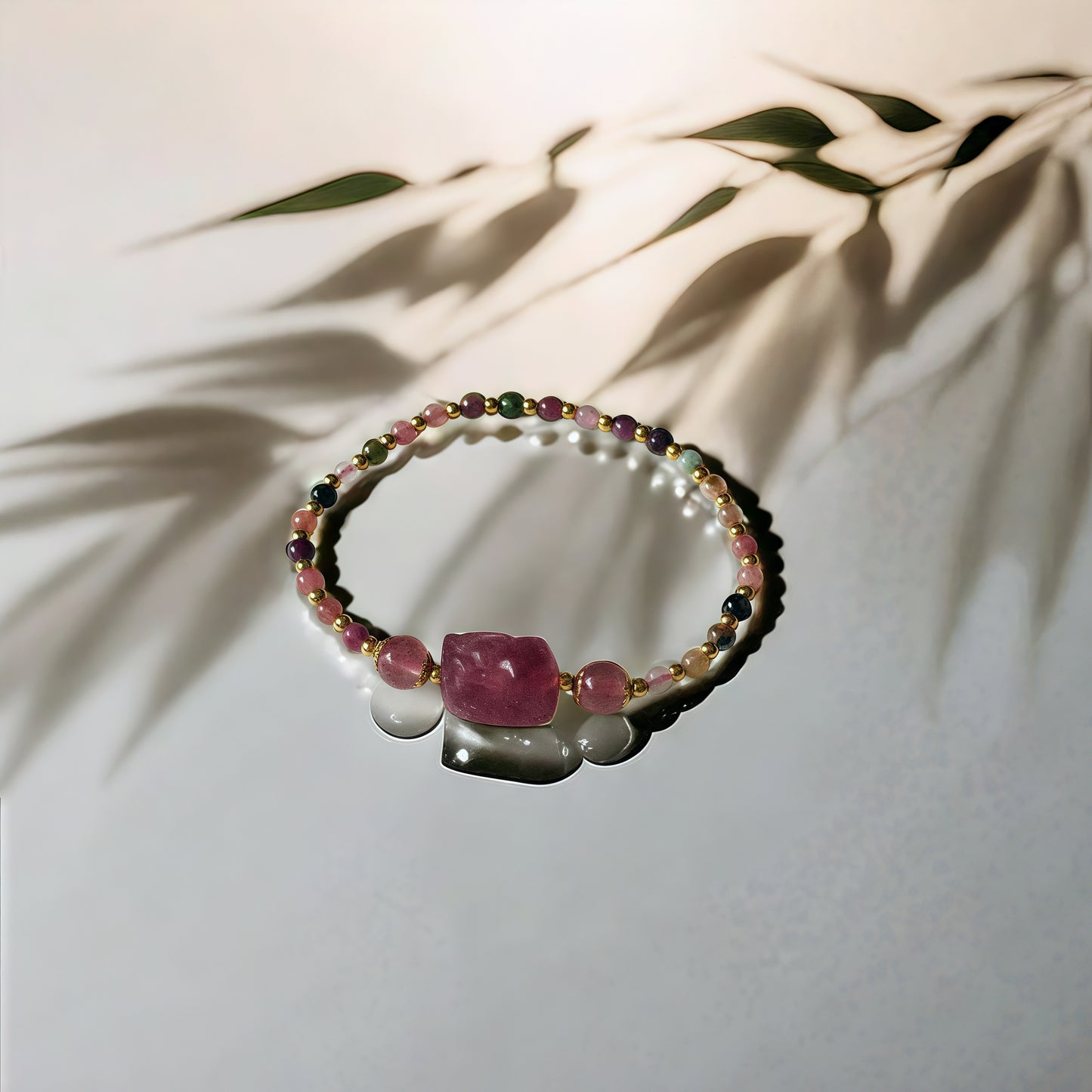 Strawberry Quartz Pi Xiu × Tourmaline Bracelet