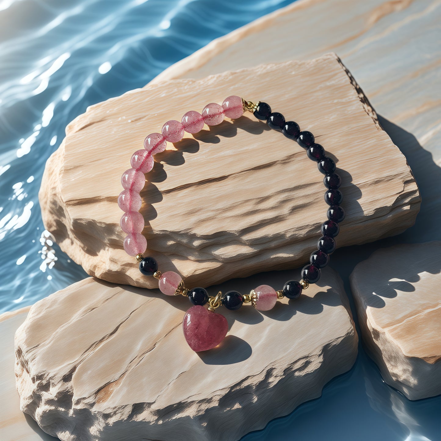 Strawberry Quartz × Garnet Love Bracelet
