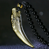 Wolf Fang × Gold Sheen Obsidian Necklace