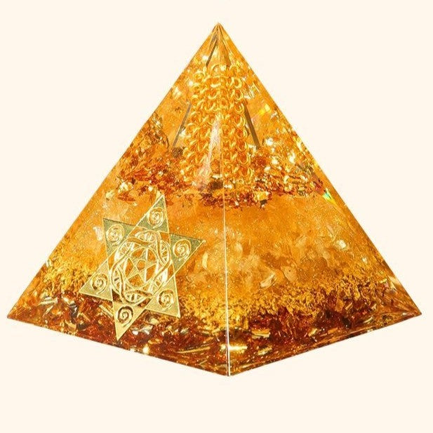 Yellow Crystal Pyramid Decor - Stone of Abundance